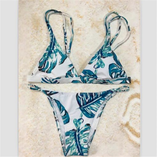 Traje de baño hojas aguamarina