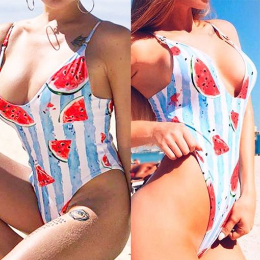 entero monokini sandias estampado ajustable traje de baño