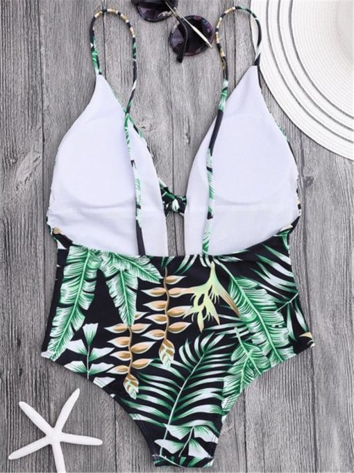 monokini verde push up tropical una pieza