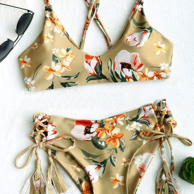traje de baño flores dos piezas