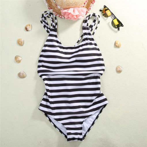 Traje de baño entero rayado con push up