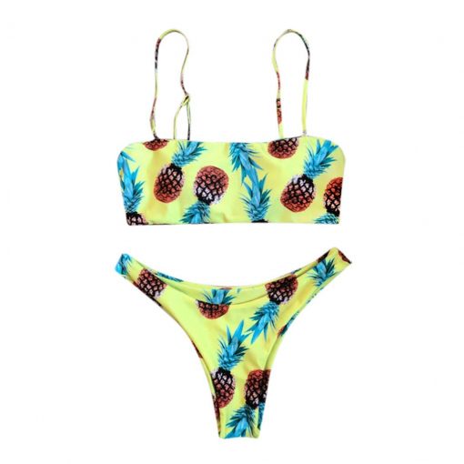 traje de baño de piñas strapless amarillo