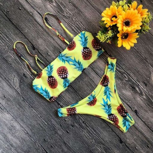 traje de baño de piñas strapless amarillo